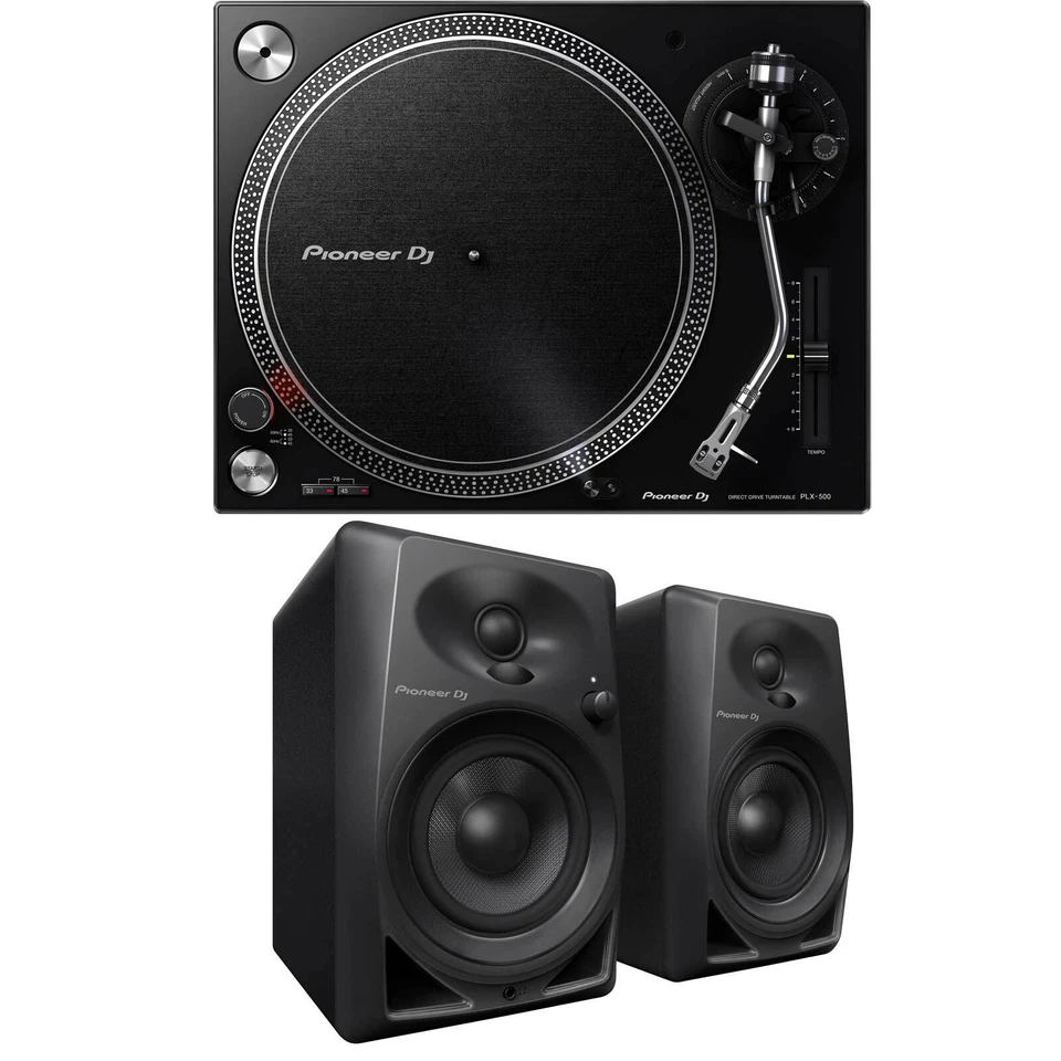 Pioneer PLX-500 Direct Drive Turntable & DM-40D-BT 4" Desktop Monitor System ... - Image 2 of 4