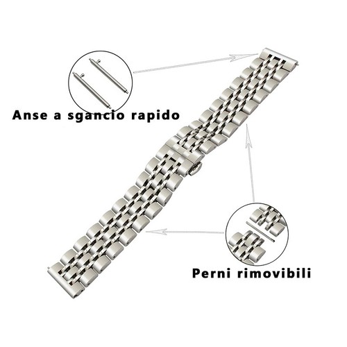 Cinturino braccialetto acciaio LUXURY STEEL 20mm per orologi e smartwatch LXS0 - Picture 6 of 13