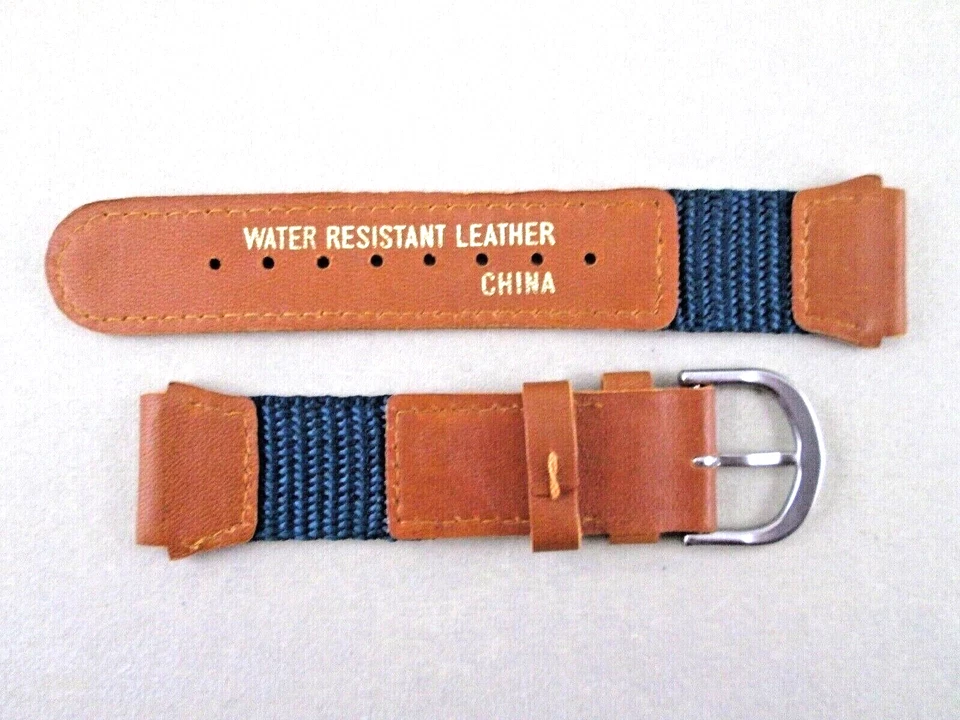 Correa de reloj Timex Expedition genuina 19 mm tamaño taco verde azulado nailon cuero tostado Foto 2 de 4