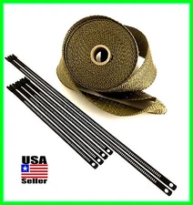 Titanium Lava Wrap Exhaust Turbo Heat Manifold Header 2"x25' Black Ties Kit