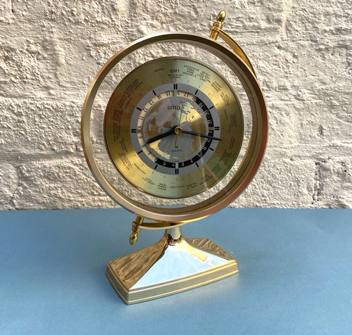 Vintage Citizen brass floating compass world clock sweep aeroplane second hand - Picture 3 of 11