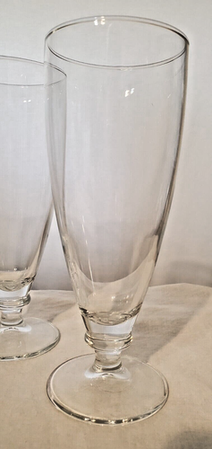 4 Clear Glass Footed Stemmed Barware 8.5" Tall Glasses Beer Water Iced Tea Pint - Picture 5 of 24