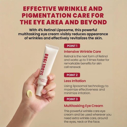 1-3X K-SECRET SEOUL 1988Eye Cream : RetinalLiposome 4% +Fermented Bean 30ml - Picture 9 of 15