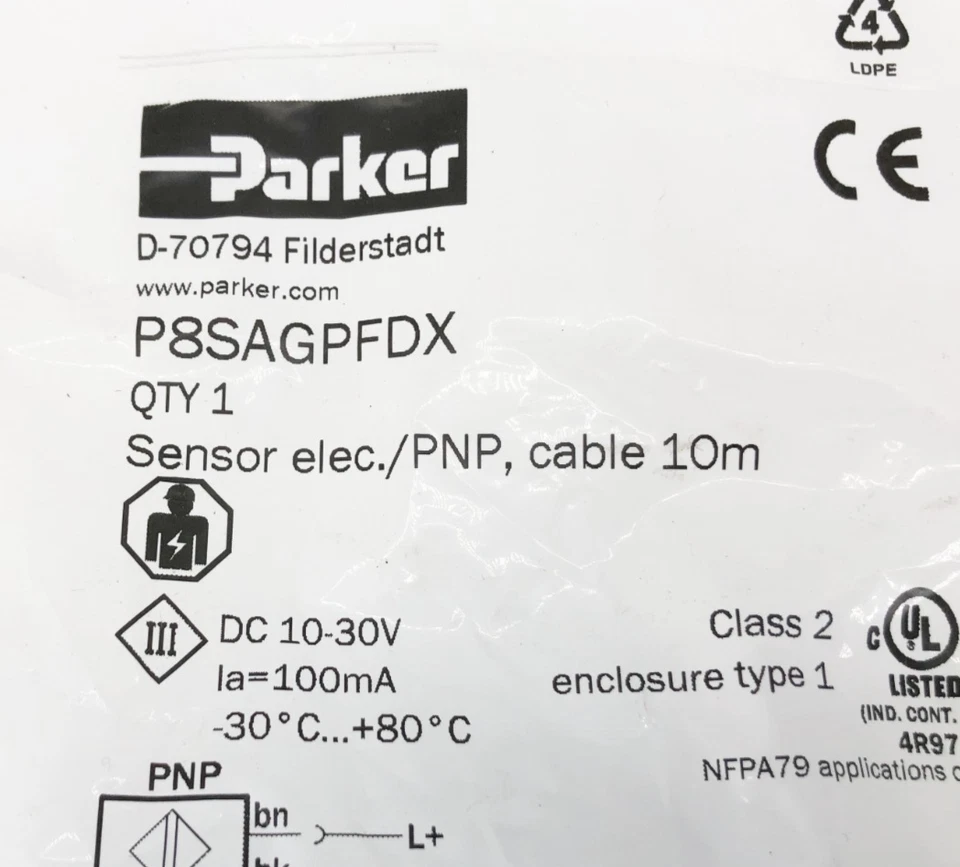New Parker P8SAGPFDX Position Sensor 10-30VDC 10m Cable - Image 3 of 4