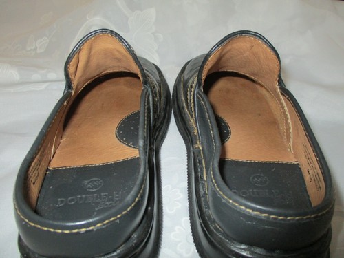 DOUBLE HH Boots WOMENS 5-5/12 BLACK LEATHER CLOGS SLIDES MULES TOOLED STUDDED - Picture 7 of 11