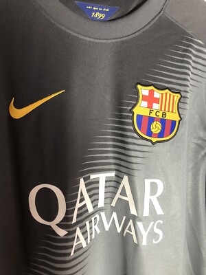 Maillot Gardien De But FC Barcelone 2014/15 - Nike, Taille L, Gris, Manches Courtes - Neuf Avec Étiquette
