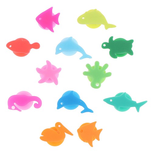 12pcs/set Silicone Marine Animals Wine Glass Marker Drinking Cup IdentifierBDQAT - Imagen 2 de 12