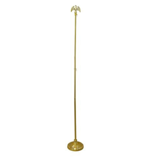 8ft Indoor Flag Pole Kit Eagle Topper 8' Telescoping Flag Pole & Base - GOLD - Afbeelding 1 van 7