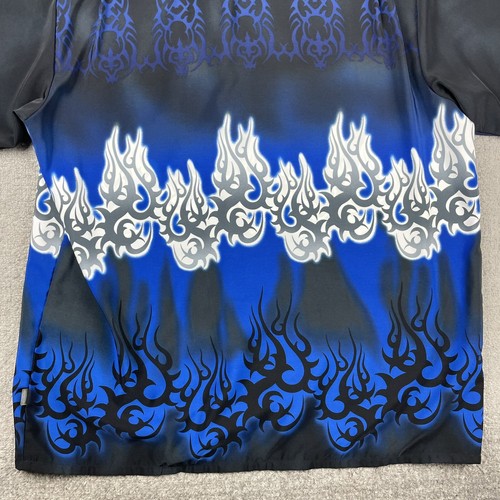 Vintage Sideout 100% Polyester Tribal Flames Button Down Shirt Size XL Y2K - Picture 7 of 11