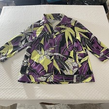 Additions by Chico's Women's Tropical Floral Zip Up Lightweight Jacket Size M 1
