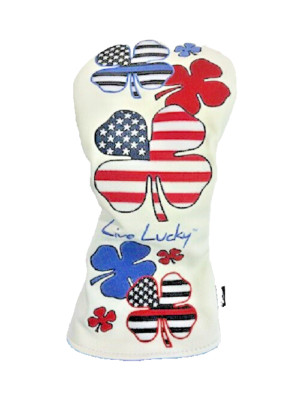 New 2025 Black Clover Live Lucky USA Flag Day White/Blue/Red Driver Headcover
