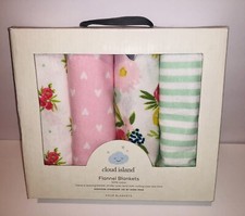 Cloud Island Floral Fields 4 - Pack Flannel Baby Blankets