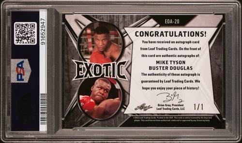 Mike Tyson Buster Douglas Auto 2022 Leaf Exotic Autograph Card 1/1 Peacock PSA - Picture 4 of 8