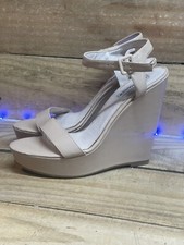 Steve Madden nude open toe sandal platform wedge heel shoes women size 9