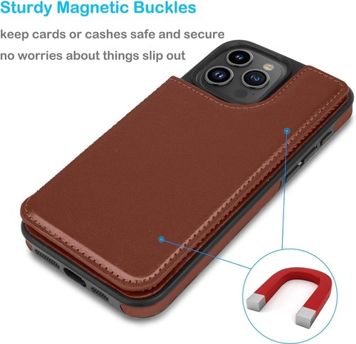 Funda de cuero para teléfono iPhone 15 Pro Max 14 13 12 11 billetera porta tarjetas cubierta - Imagen 28 de 52