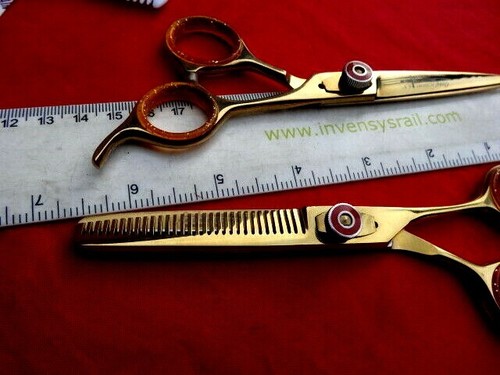 6" GOLD Hairdressing Hair Cutting & THINNING Scissors/Japanese Steel (6.5"Full) - Picture 8 of 12