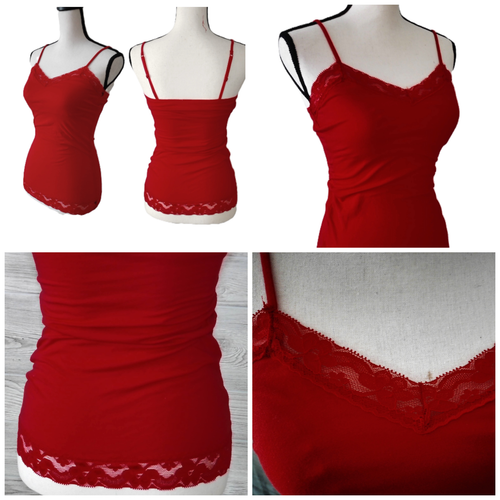 Cami Tank Red Lace M Padded ASO Elena Gilbert Whimsy Fairy Grunge New Y2k vtg