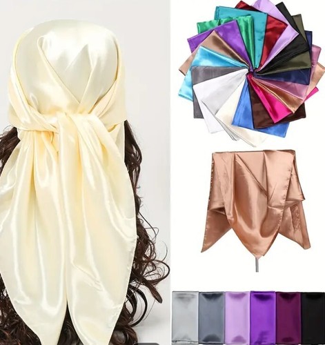 Silky Satin 35 Inch Hair Scarf Fashion Spiritual Mouchwa for Women, Men Blue - 第 1/7 張圖片