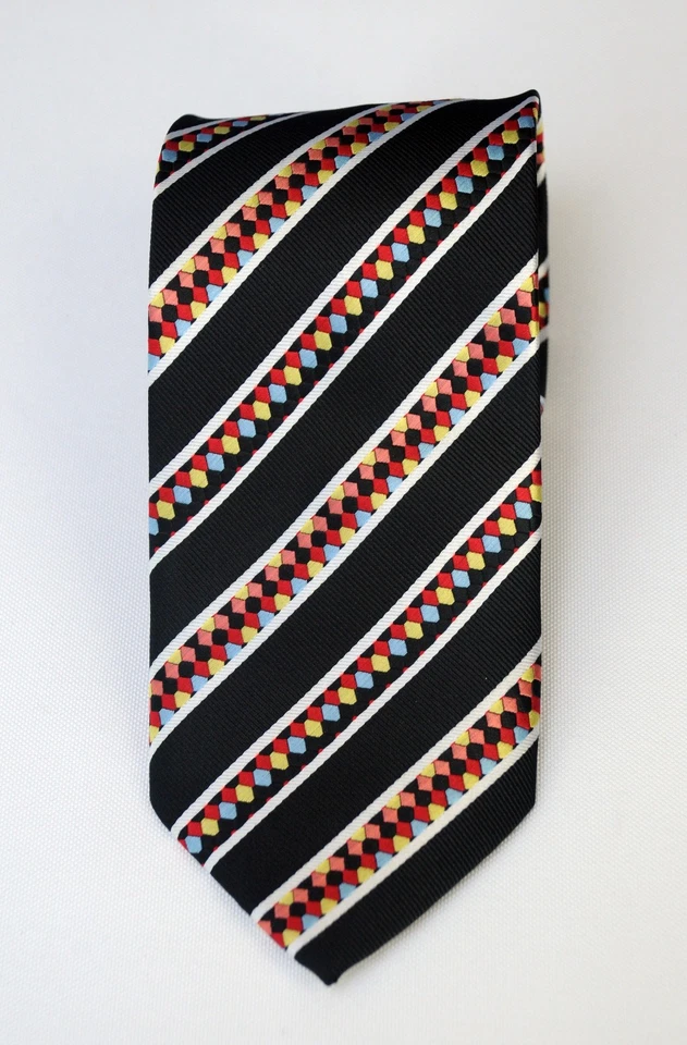 Corbata Lord R Colton Masterworks negra colorida supervivencia seda XL corbata $195 nueva Foto 2 de 4