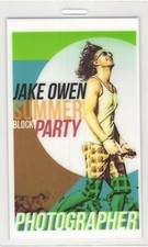 2013 Jake Owen Concert Photographer Laminate Backstage Pass Summer Block Party