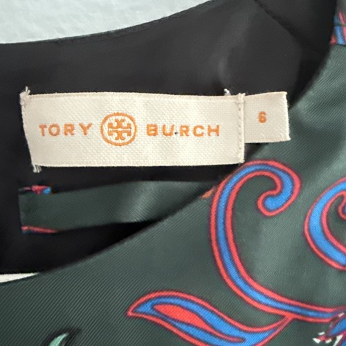 TORY BURCH Green Floral Print Silk Layered Ruffle Hem Dress Sz 6 M (NO...belt) - Picture 3 of 10