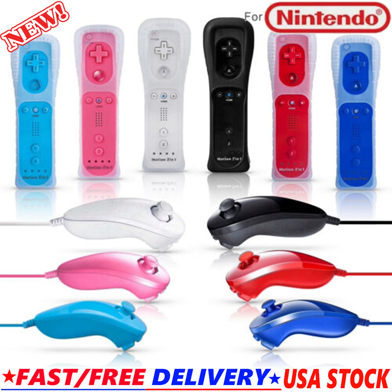 2Pack Remote Controller / Nunchuck For Nintendo Wii/U Console with Motion-Plus