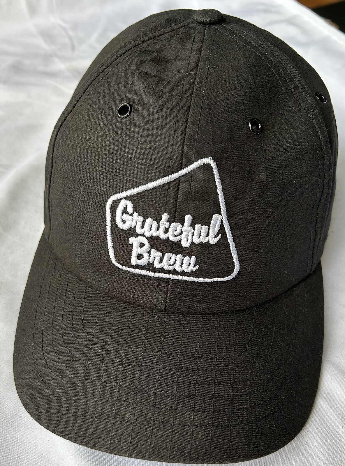 GRATEFUL BREW Black Strapback Hat Embroidered Ric… - image 1