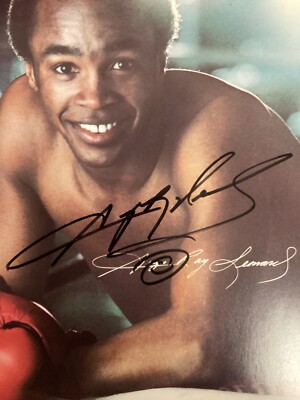 シュガーレイレナード　サイン入りポスター Sugar Ray Leonard Signed 7 Up Advertisement 6x9 Boxing Autograph