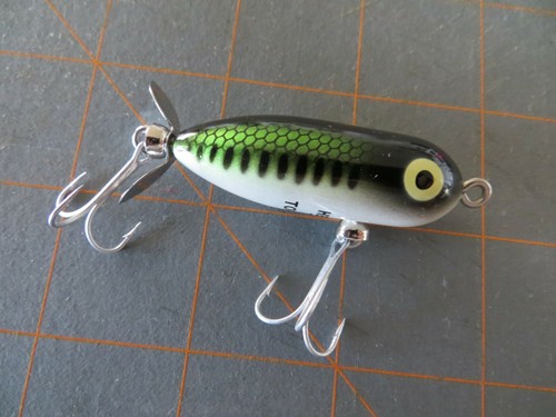 Mint Heddon Baby Bass Tiny Torpedo Topwater Fishing Lure - 2 inch