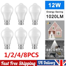 12W PIR Motion Sensor Smart Bulb Globe Auto ON/OFF Energy Saving B22 LED Light