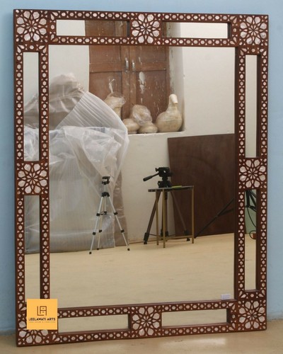Antique Look Mother Of Pearl Inlay Mirror Frame Brown Floral Design Frame - Picture 3 of 6