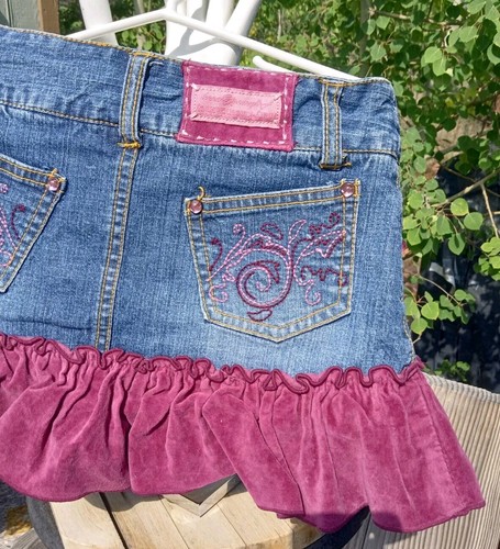 Mary Kate & Ashley Autumn Berry Denim Skort Size 7 Velvet Ruffled Very Nice! - Picture 7 of 15