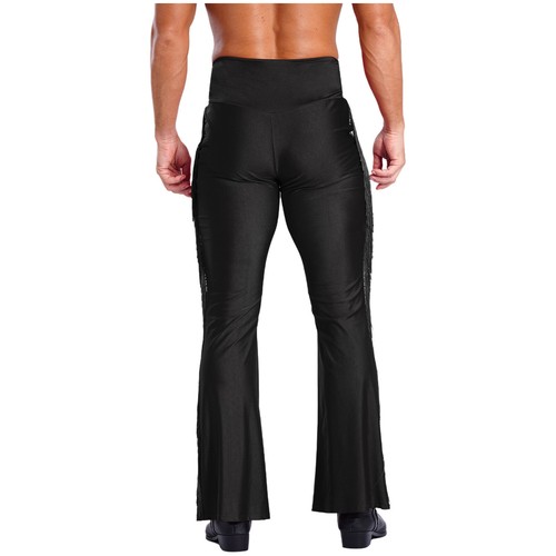 Mens Latin Tango Dance Costume Sequined Tassels Rhinestones Bodysuit with Pants - Picture 13 of 219