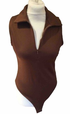 PRIMARK Brown Collared Body Zip & Poppers U.K. Medium 12-14