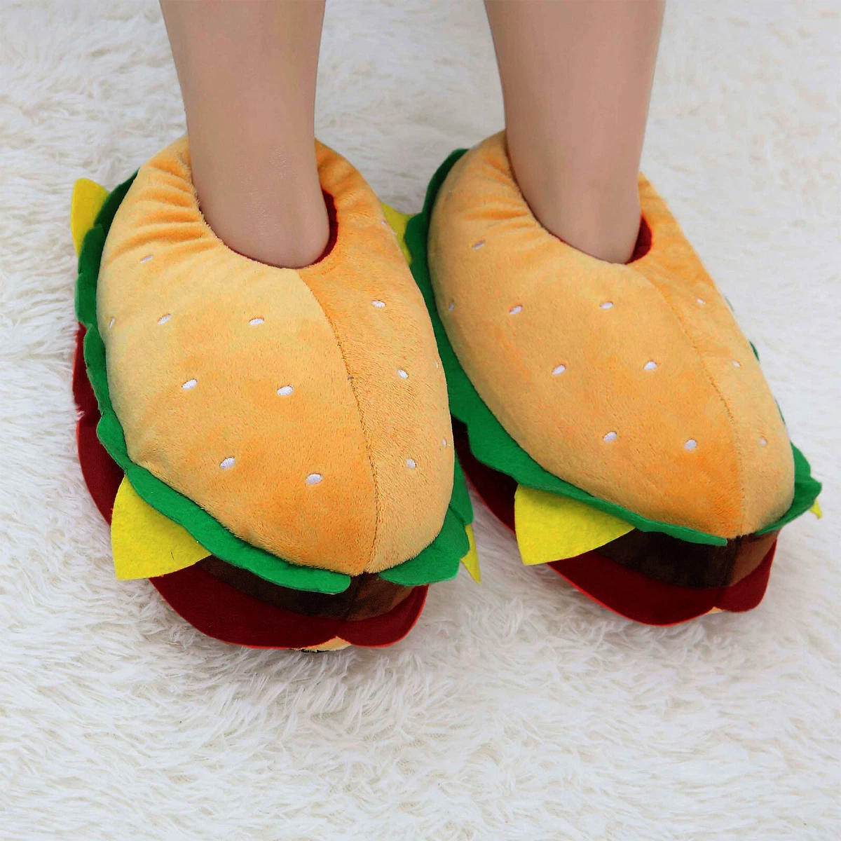 Women Slippers Winter Fashion Indoor Cartoon Hamburger Funny