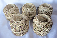 5 Rolls Packing Cord 1.0mm, 60m., Pure Bast Fibres, Grey, Unused Old