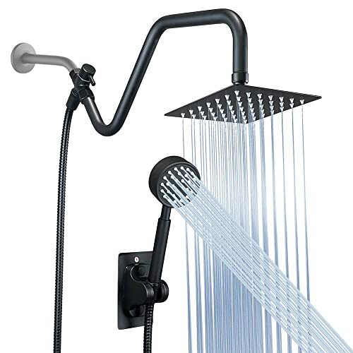 Lohner Rainfall Shower HEAD Kit With Hose Luxurious Stainless Steel 8
