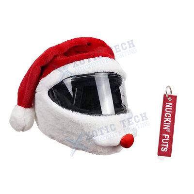 Christmas Santa Claus Motorcycle Full Face Helmet Cover Xmas Hat Decoration  Gift