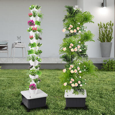 60Pots Vertical Hydroponics Tower Systems Set Hydroponic Growing Kit Garden  Home | eBay