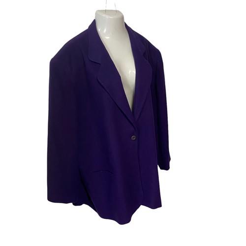 Venezia Blazer Womens 26-28 Purple Wool Work Office Basic Minimalist Capsule - Picture 4 of 11