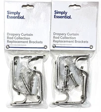 2 Pack Simply Essential Drapery Curtain Rod Collection Replacement Brackets...