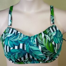 Shade  Shore Women Green Leaf Design Padded Bikini Top Size 38DD or 38D 28-30