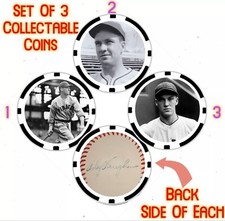 Arky Vaughan - THREE (3) COMMEMORATIVE POKER CHIP/COIN SET ***SIGNED***
