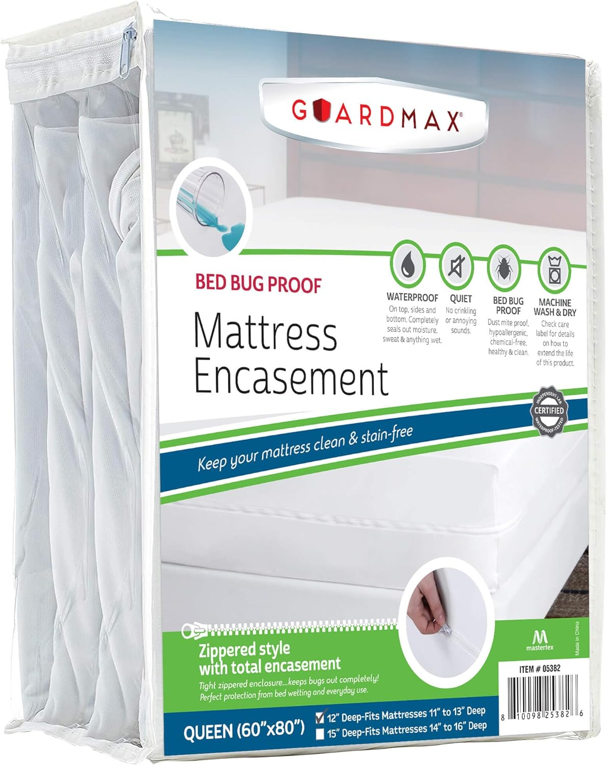 Zippered Mattress Encasement - Queen Size - 100% Waterproof and Bed Bug Proof Ma