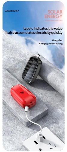Mini Solar Power Bank Portable Keychain Powerbank For Cell Phone 1200mAh - Photo 11 sur 21