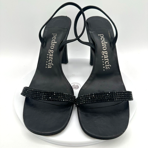 Pedro Garcia Crystal Accent Heels Eur 38 Schwarz Slingback Sandalen Sexy City Y2K