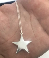 925 Sterling Silver Star Charm Pendant Necklace 18" Free Cable Chain Women's