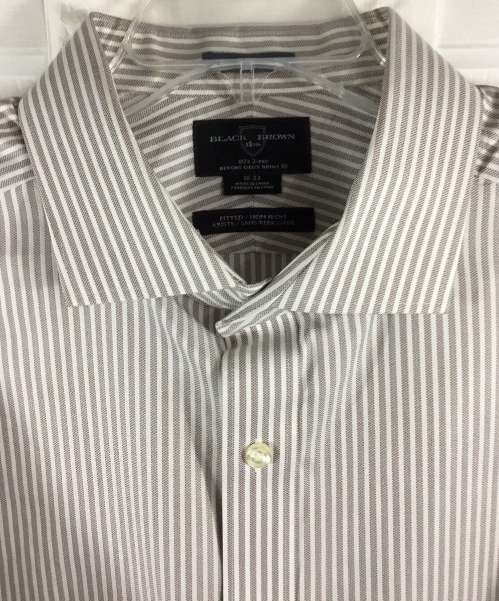 Black Brown 1826 Mens 80's 2-Ply Fitted Non-Iron Dress Shirt Gray White Sz 18-34 | eBay Black Brown 1826 Mens 80's 2-Ply Fitted Non-Iron Dress Shirt Gray White Sz 18-34 | eBay