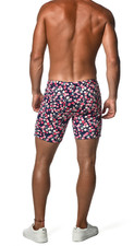ST33LE NAVY & BLUSH BLOSSOMS 5" INSEAM KNIT SHORTS 30