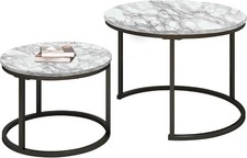Round Nesting Coffee Table Set of 2 Stacking Nesting Side Tables for Living Room